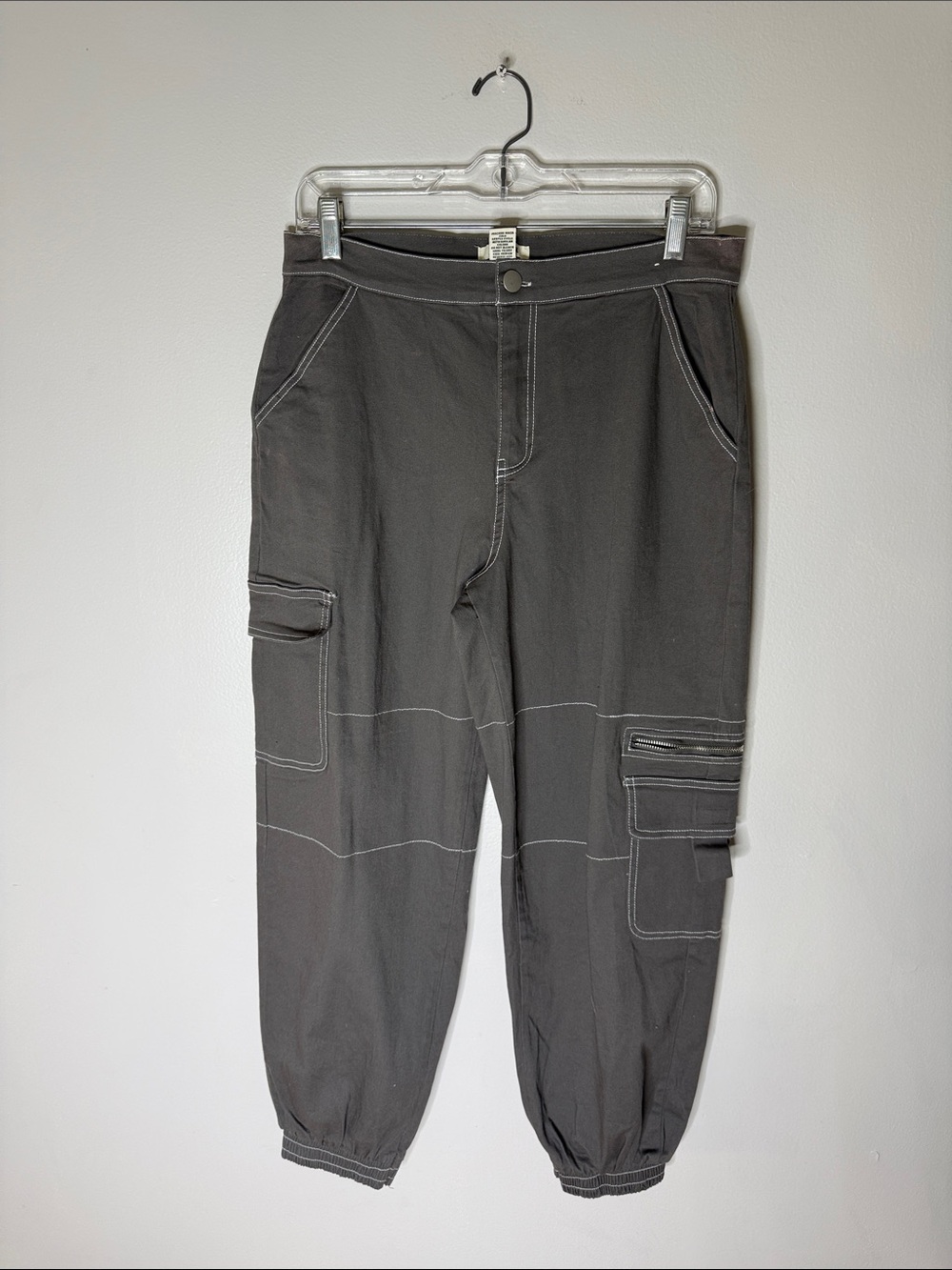 Rachel Paige Gray Cargo Jogger Pants Size Large